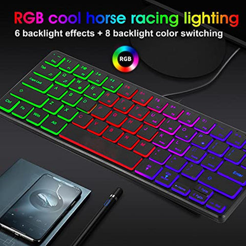 Hilitand 60% Wired Gaming Keyboard, RGB Backlit Compact Mini Keyboard, Ultra-Lightweight USB Keyboard 64 Keys for PC Gamer, Typist, Travel, Easy to Carry on Business Trip
