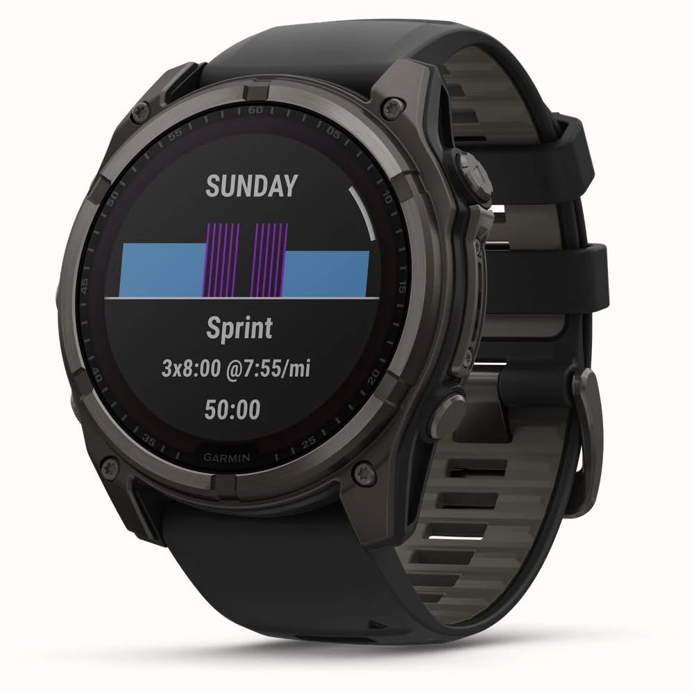 Garmin Fenix 8-51mm, Solar, Sapphire, Carbon Grey Titanium with Black/Grey Silicone Pebbles