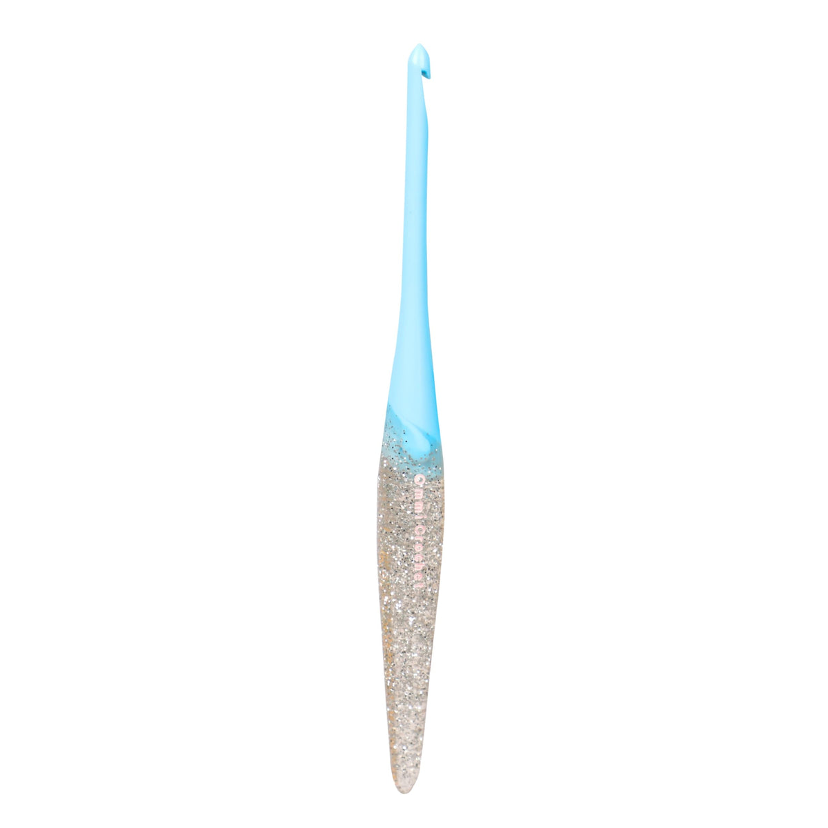 Ommi Ergonomic Handle Crochet Hooks | Handcrafted 7â€™â€™ Crochet Hook | Knitting Needle, Craft Yarn Weave | Best Gift! (Silver Glitter, 6.5 mm)