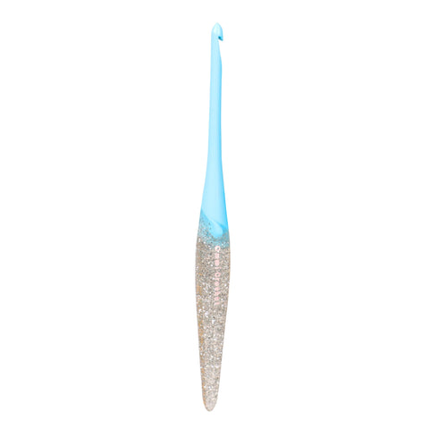 Ommi Ergonomic Handle Crochet Hooks | Handcrafted 7â€™â€™ Crochet Hook | Knitting Needle, Craft Yarn Weave | Best Gift! (Silver Glitter, 6.5 mm)