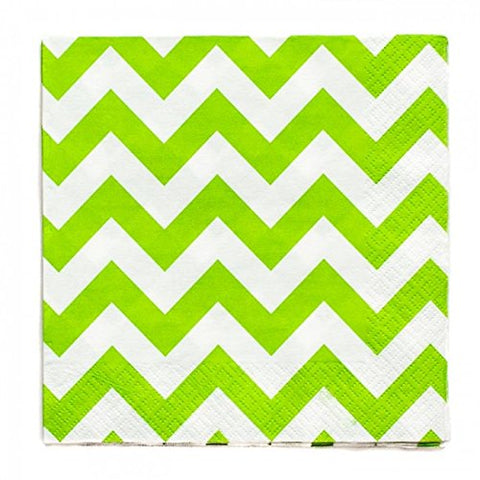 Disposable Chevron Print Beverage Napkins Tableware, 16 Pieces, Made from Paper, Kiwi Green, by Amscan