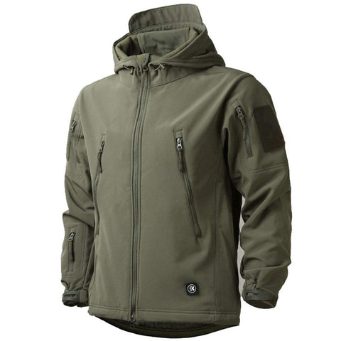 MakingDa Mens Waterproof Jackets Winter Casual Hooded Coat Softshell Fleece Warm Lined Multi Zipper Pockets Baggy Lightweight Running Jackets Breathable Tactical TravelingÃƒÂ¯Ã‚Â¼Ã‹â€ GreenÃƒÂ¯Ã‚Â¼Ã…â€™LÃƒÂ¯Ã‚Â¼Ã¢â‚¬Â°