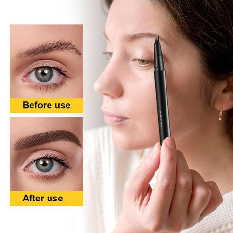 Generic 4-Tip Eyebrow Pencil, Upgraded 3D Waterproof and Sweat-proof Microblading Eyebrow Pencil Contouring Pen with 4 Fork, Long-Lasting Eyebrow Brush Microblade Eyebrow Pencil for Woman (3 Colors)