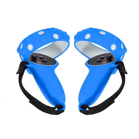Touch Controller Grip Cover for 2 Anti-Throw Handle Silicone Protective Sleeve with Adjustable Wrist Knuckle Strap(Blue)