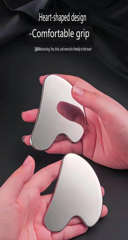 Generic Stainless Steel Gua Sha Facial Tools Guasha for Face Metal Gua Sha Tighten Skin Massage Guasha Beauty Tool for Body Eyes Neck Massager with Travel Pouch Skin Care Gifts(Silver)