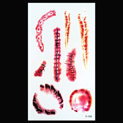 Lurrose 9 Sheet Scarred Temporary Tattoo Waterproof Bleeding Scar Tattoos Stickers for Halloween Cosplay Makeup