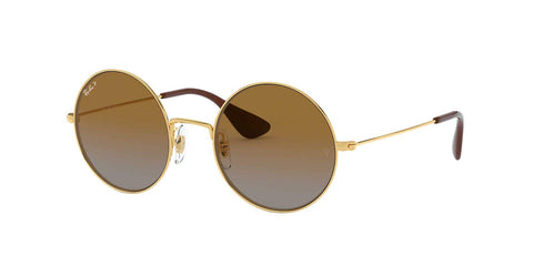 Ray-Ban RB3592 Ja-Jo Round Sunglasses, Gold/Polarized Grey Gradient Brown, 55 mm