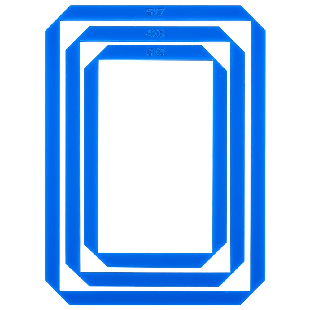 BENECREAT 3 Sizes Bookbinding Tools, Blue Acrylic Notebook Cover, Rectangle Bookbinding Guide Template Bookbinding Ruler Scrapbooking Tool for Notebook Journal Handbook Cover Making