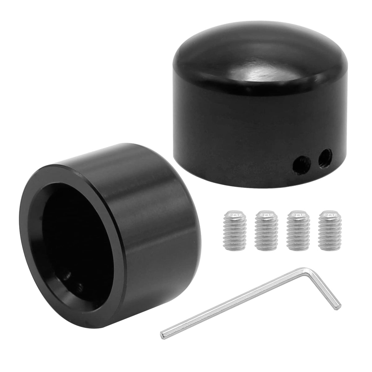 VIKKSAER Black Axle Nut Covers Front Axle Caps Fork Covers, Replacement for Harley Davidson Sportster Touring Softail Dyna Trike Electra Road Glide Road King Fat Boyoy 2002