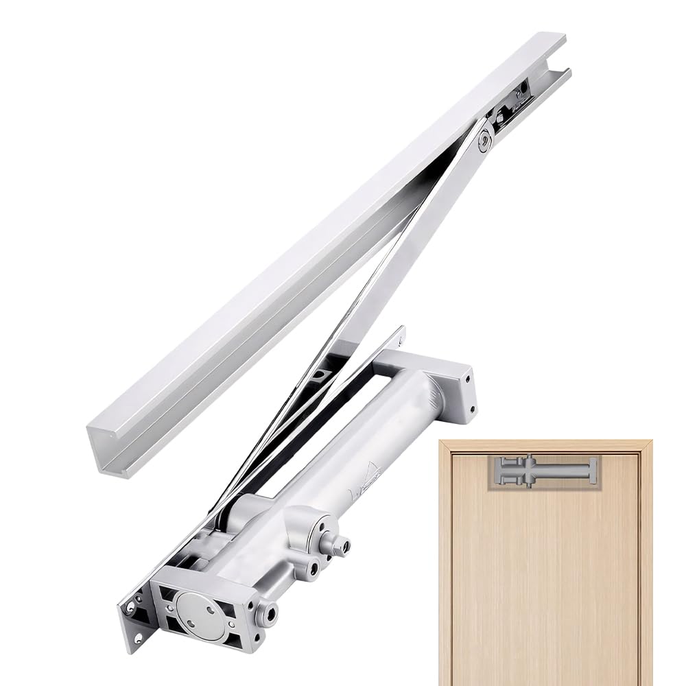 BAUSATZ Automatic Door Closer Hydraulic Door Closer Aluminum Concealed Door Closer Hidden Door Closer Invisible Doors Closers Door Closers for Hotel Home Wood Door 30-80kg