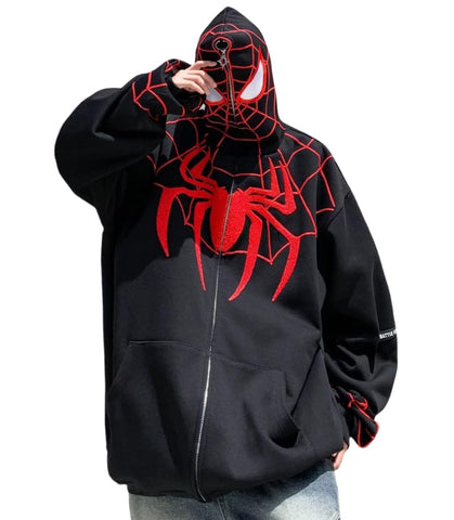 ZENMANCHEN Spiderman Jacket Spider Hoodie Y2K Hoodies Zip Up Spiderman Suit Adult Graphic Spider Man Aesthetic Streetwear (US, Alpha, XX-Large, Regular, Regular, 5-Black)