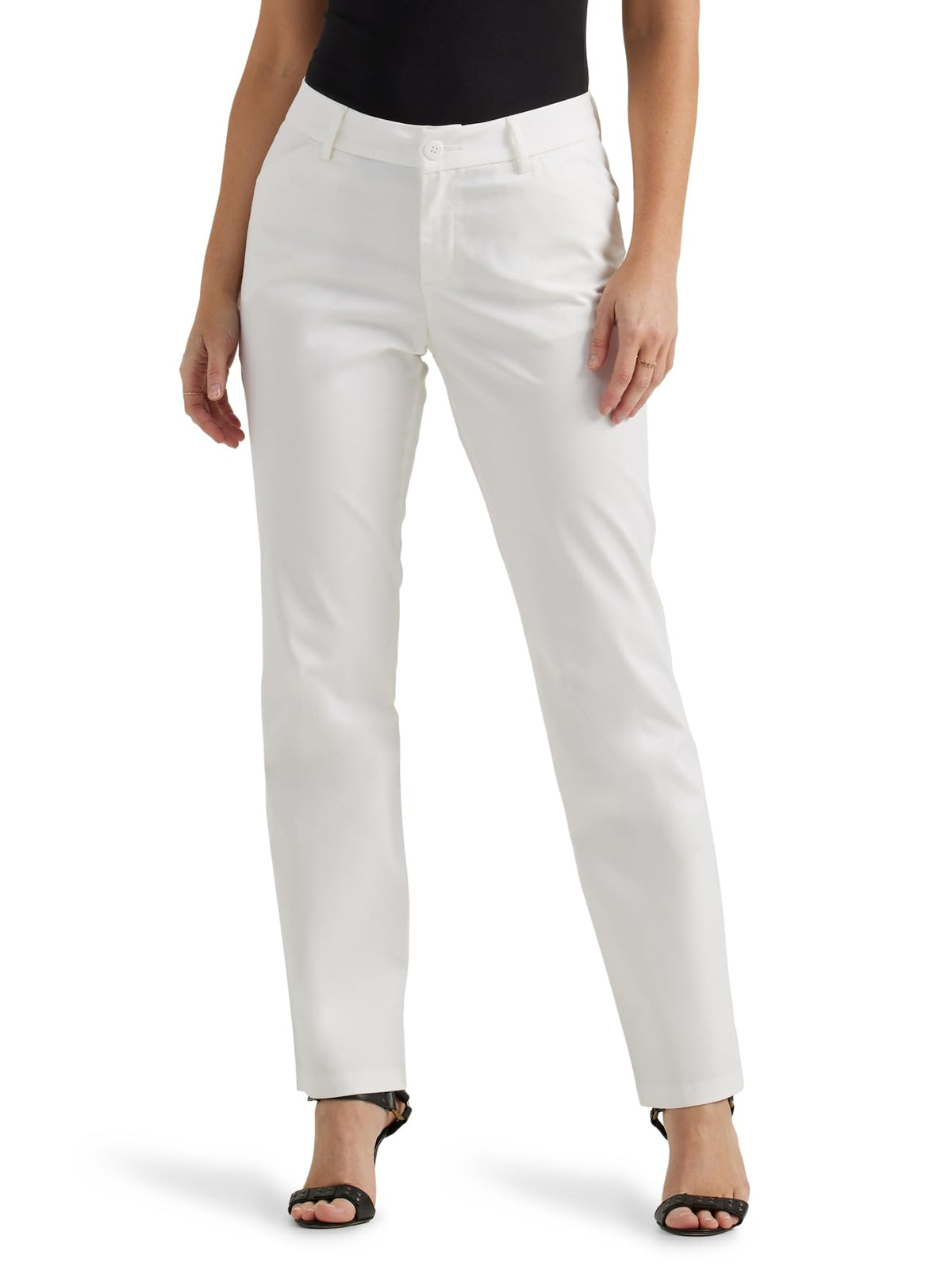 Lee Women's Wrinkle Free Relaxed Fit Straight Leg Pant, Bright White
