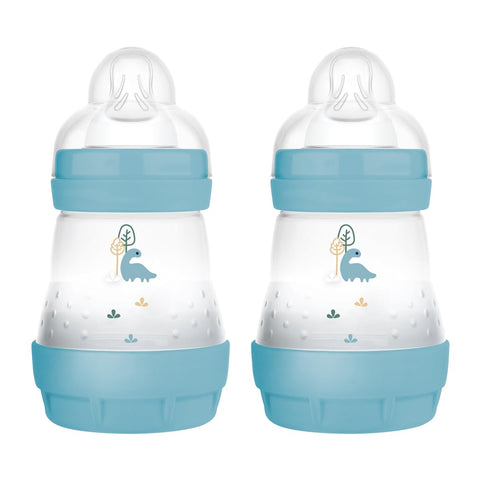 MAM Easy Start Self Sterilising Anti-Colic Baby Bottle 2 Pack (2 x160 ml) MAM Baby Bottles with Slow Flow MAM Teats Size 1, Newborn Essentials, Blue (Designs May Vary)