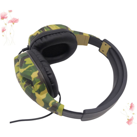 UKCOCO Game Headphones Gamer Headphones Camouflage Headset Gaming Headset Camouflage Earphone Camouflage Microphone Game Earphones Computer Microphone Gamer Headset Telephone