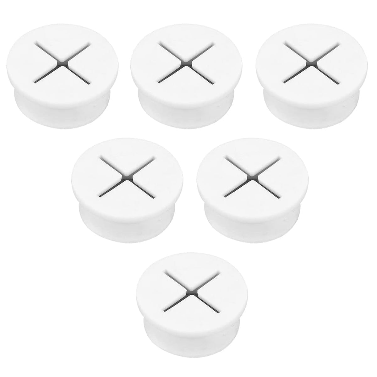 6 Pcs White Flexible Silicone Rubber Grommets for Holes,White Flexible Cable Cover Rubber Grommet Wiring Coil Gasket for Plugs Wires Assortment Kit,Cable Wire Hole Cover for Office Home Computer Desk