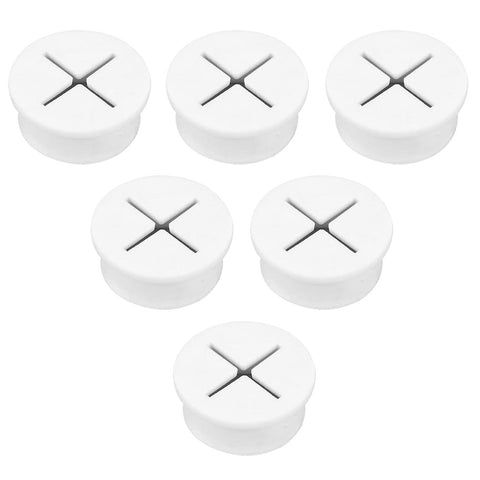 6 Pcs White Flexible Silicone Rubber Grommets for Holes,White Flexible Cable Cover Rubber Grommet Wiring Coil Gasket for Plugs Wires Assortment Kit,Cable Wire Hole Cover for Office Home Computer Desk