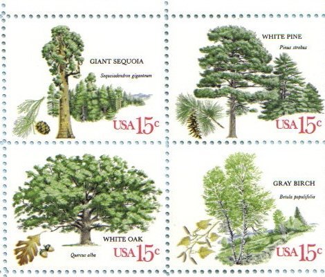 1978 AMERICAN TREES #1764-67 Block of 4 x 15 cents US Postage Stamps