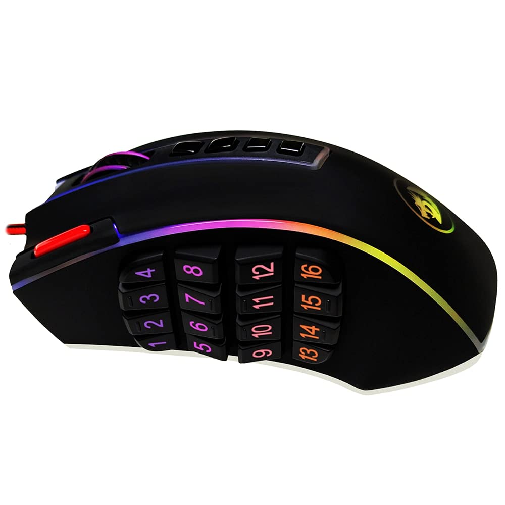 Gaming Mouse with Side Buttons High-Precision Programmable Gamer Mouse 24000 DPI 16 Side Buttons for PC MMO FPS