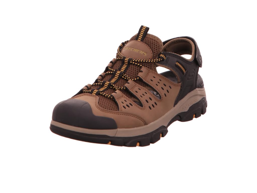 Skechers Men's TRESMEN MENARD Sandals, Brown Black Synthetic Mesh, 10.5