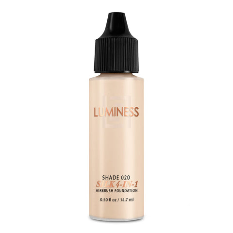 Luminess Air Silk 4-In-1 Airbrush Foundation- Foundation, Shade 020 (.5 Fl Oz) - Sheer to Medium Coverage - Anti-Aging Formula Hydrates and Moisturizes - Professional Makeup Kit for Cordless Air Brush