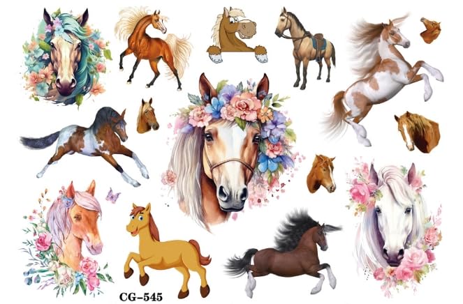 Generic UNITEDSTA Horses Temporary Tattoos for Kids Birthday Party Supplies Favor 125 Pcs Stickers Super Cute Gifts Kentucky Rose Decorations Girls Boys Cowgirl Classroom School Prizes Themed