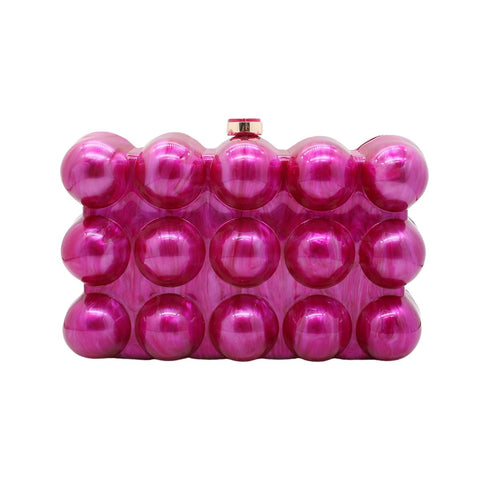 GSYPS Acrylic Clutch Purse Marbled Evening Handags Elegant Shoulder Bag for Wedding Cocktail Party Prom D-Fuchsia