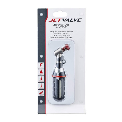 Weldtite Jet Valve Tyre Inflator with Air Canister C02 Bicycle Pump - Black/Red/Silver, One Size