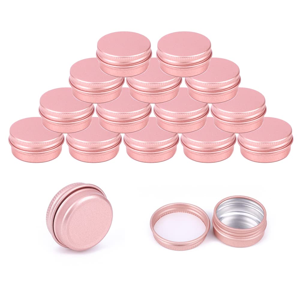 YDHfdc Aluminium Empty Jars 15 Pieces 10ml Empty Cosmetics Container Pots with Screw Lids Empty Round Aluminium Tins for Lip Balm, Lotion, Cream, Masks, Mini Candles, Cosmetics