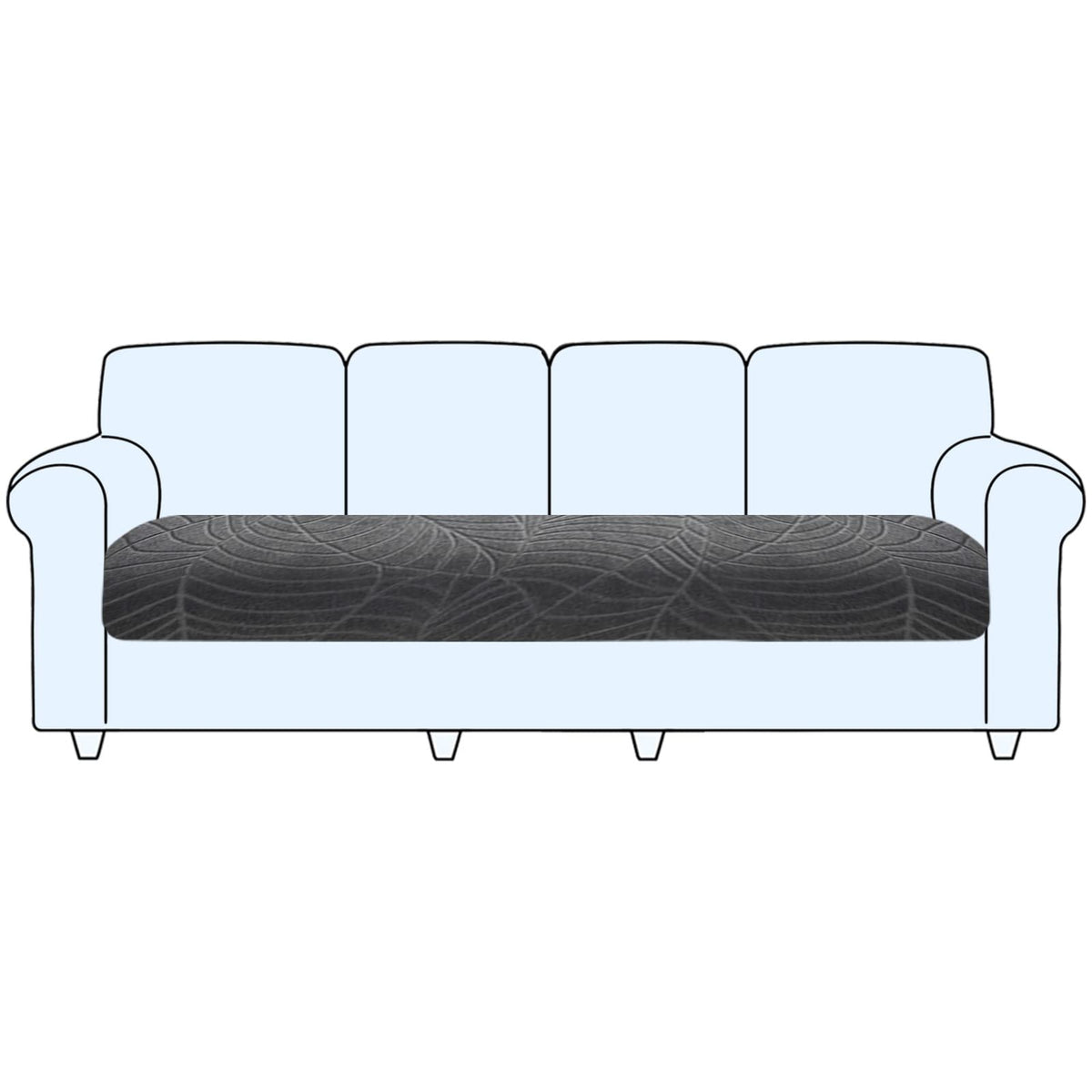 SHUOJIA Sofa Seat Cushion Cover, Stretch Sofa Seat Cover, Cushion Covers Non-slip, Slipcover Cover for Sofa Seat Cushions,Seat Couch Cover for Pets & Kids (Grey,Large-4-Seater)