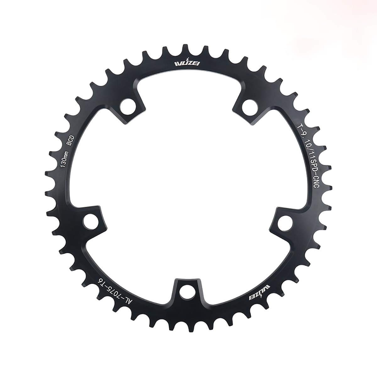 KTKEET 110/130 BCD Chainring 36/38/40/42/44/46/48/50/52/54/56/58/60T 5 Screws Round Narrow Wide Bicycle Chainring for 9/10/11 Speed Road Bike Folding Bicycle (130BCD 38T)