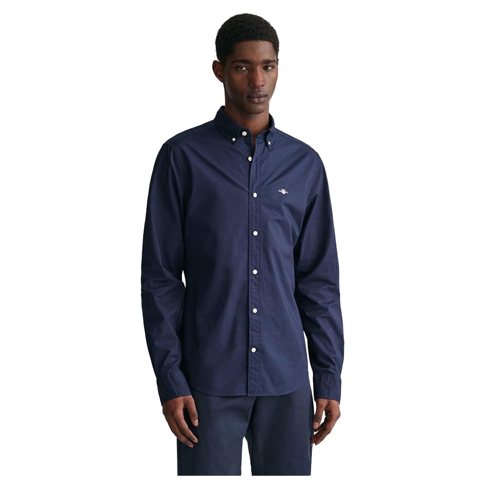 GANT Men's Slim POPLIN Shirt, Marine, L