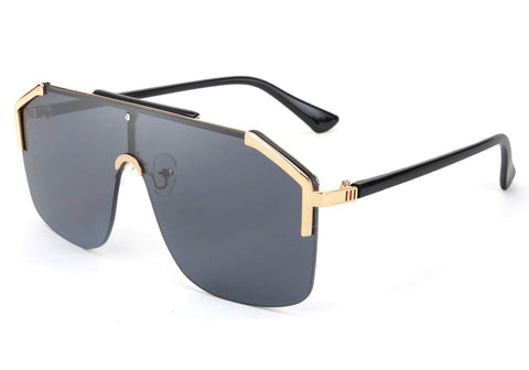 FEISEDY Classic Siamese One Piece Oversized Sunglasses Nice Rimless Stylish Retro Design for Women Men B2634