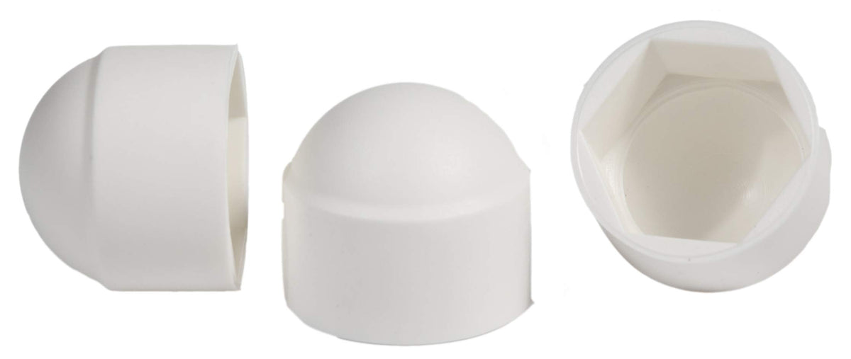 M5 (8mm Wrench) White Plastic Nut and Bolt Protective Dome Cover Caps (Pack of 20)