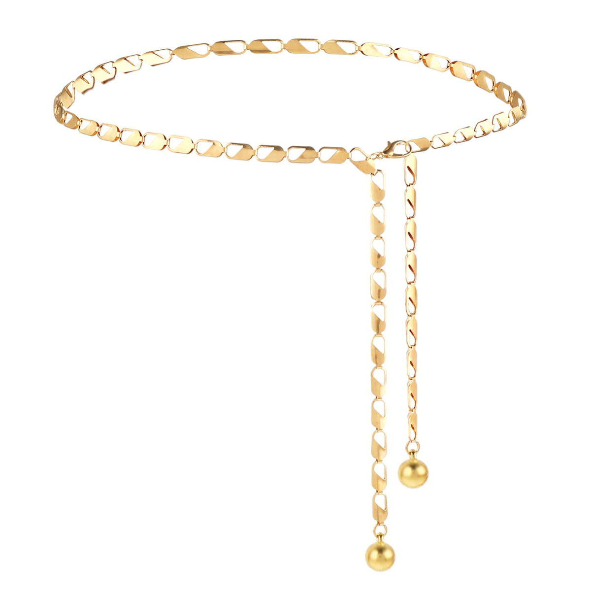 Amaxiu Women Waist Chain Belt, Ladies Girls Adjustable Belts Metal Body Link Belt Fashion Chain Belt for Dresses Jeans (Gold)
