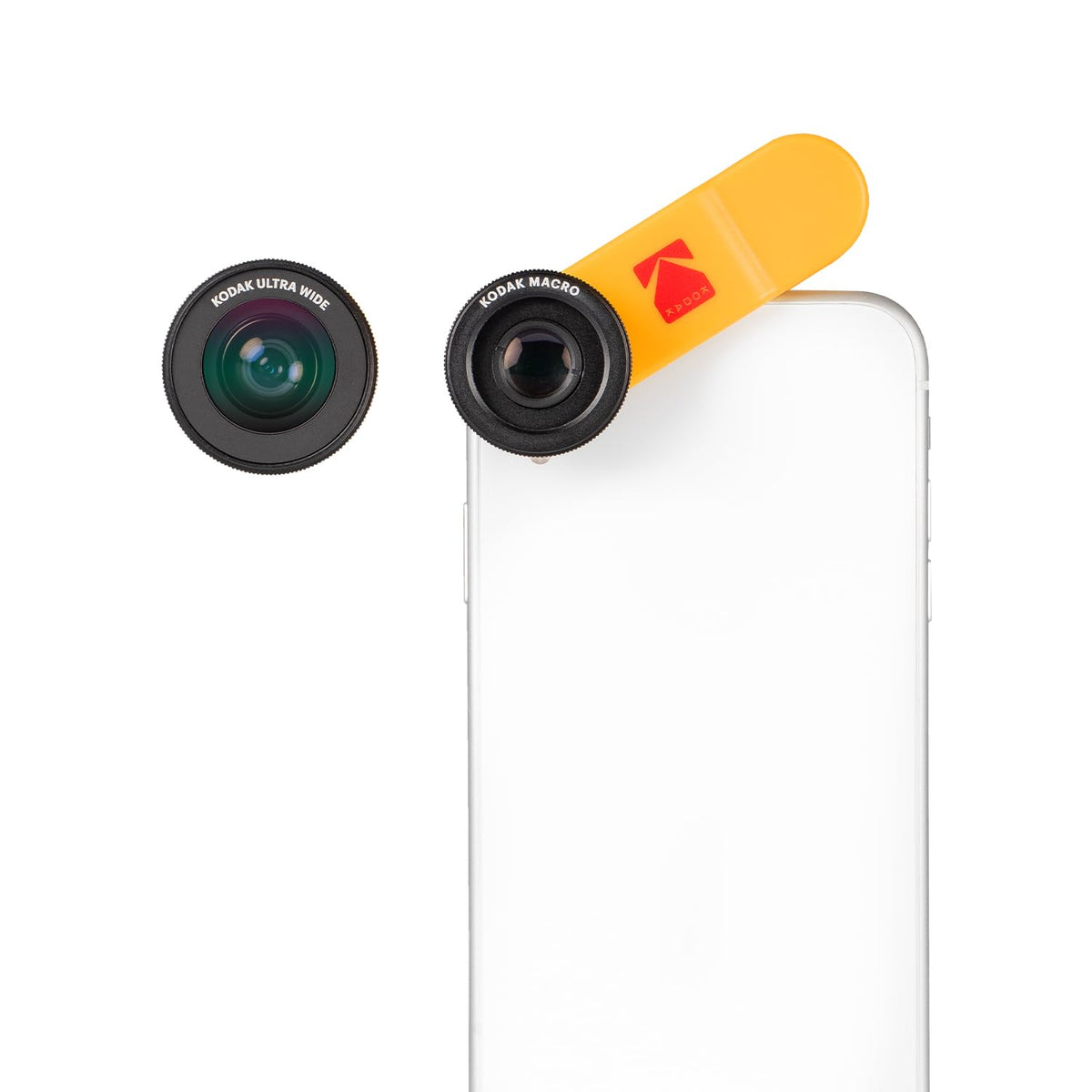 Kodak 2-in-1 Smartphone Lens Set Consisting of A 100° Wide Angle and 15X Macro Lens (Universal Clip Mount, Works with Multicams & Front Cameras) - KSM001
