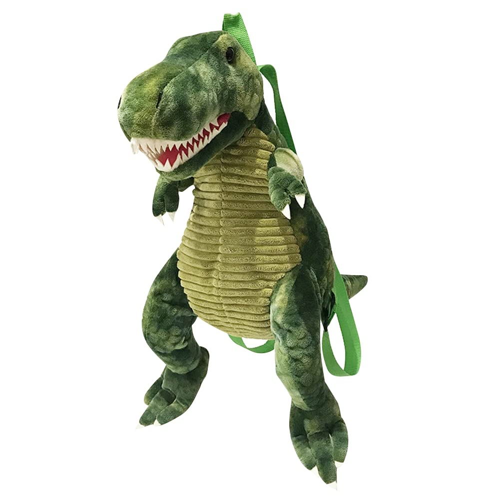 URFEDA Dinosaur Children Backpack, Cute 3D Dinosaur Children, Plush Cartoon Backpack Cute Plush Animal Daycare Backpack School Book Bag, Green, 23cmx43cmx14cm (HYDSSLL-1527)