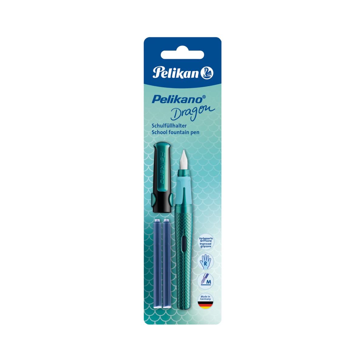 Pelikan Pelikano Dragon 817110 Fountain Pen for Right-Handed P480 M Nib + 2 Ink Cartridges