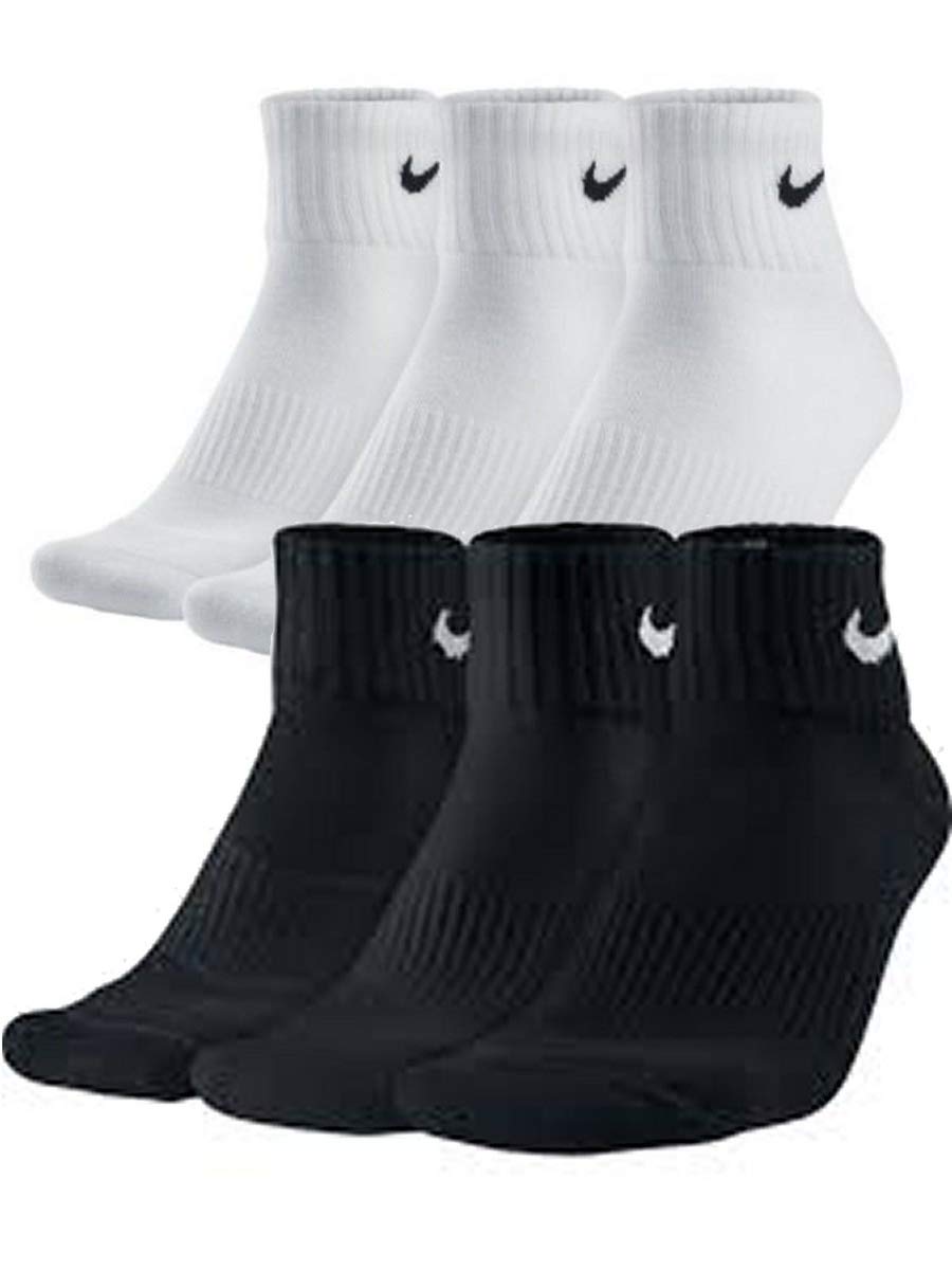 Nike Socks Short 5 Pairs White Black Women Men Ankle High Value Set Sports Socks Size 34 36 38 40 42 44 46 48 50 - White - 46/50 cm