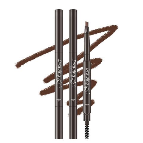 Generic Eyebrow Pencil, Waterproof, Long-lasting, Professional Eyebrow Shaping and Filling Pencil for Women Eye-Makeup; ?3-in-1?Eyebrow Pencil *3; Dark Brown #-0405034