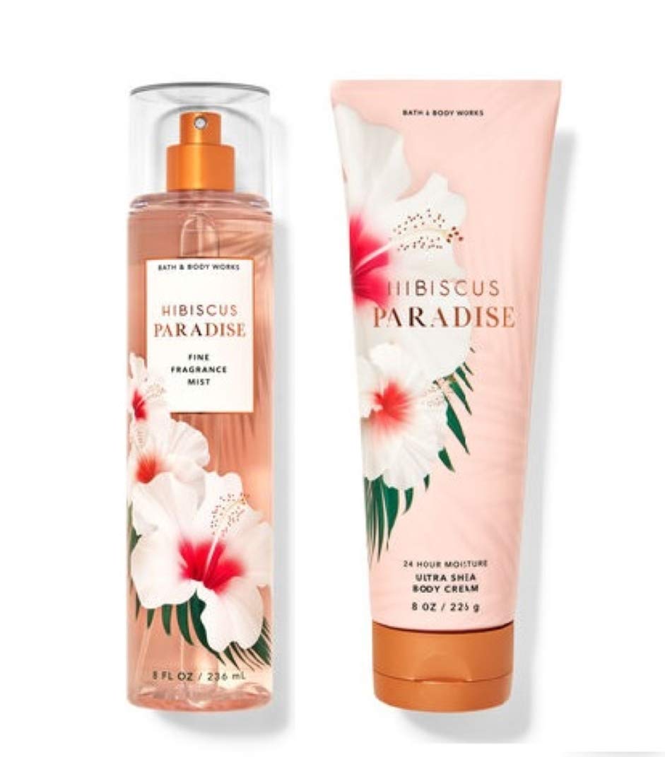 Bath and Body Works - Hibiscus Paradise - Gift Set - Fine Fragrance Mist & Body Cream - 2021