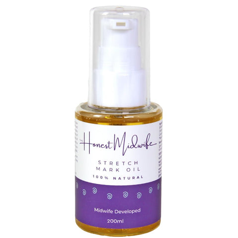 The Honest Midwife Stretch Mark Oil â€¢ 200ml â€¢ Nourish Your Skin + Prevent Stretchmarks â€¢ Reduce Itchy Feeling as Your Bump Growth â€¢ 100% Natural â€¢ Vegan â€¢ Cruelty-Free â€¢ Apricot & Jojoba Oil + Vit E