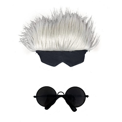 Gojo-Satoru Pet Costume for Cat Cosplay Dog Costume Gojo-Satoru Sunglasses Cat Headgear Halloween (Sunglasses + Wig Headgear, one Size)