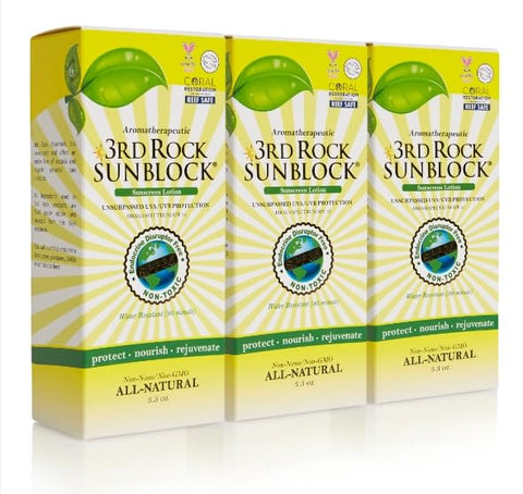 3rd Rock Sunblock ÃƒÆ’Ã¢â‚¬Å¡Ãƒâ€šÃ‚Â® Natural Organic Zinc Sunscreen/Spf 35+ / Aromatherapeutic/Chemical Free Lotion With Moisturizer 3-Pack