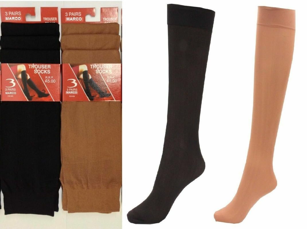 COSHAL®3 Pop Socks for Womens Knee High Trouser Socks Opaque Nylon Microfibre Girls Trouser Pop Socks Ladies’ Trouser Socks Breathable with Com-fort Top One Size (TAN/SKIN) Colour