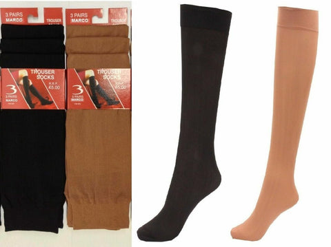 COSHAL®3 Pop Socks for Womens Knee High Trouser Socks Opaque Nylon Microfibre Girls Trouser Pop Socks Ladies’ Trouser Socks Breathable with Com-fort Top One Size (TAN/SKIN) Colour