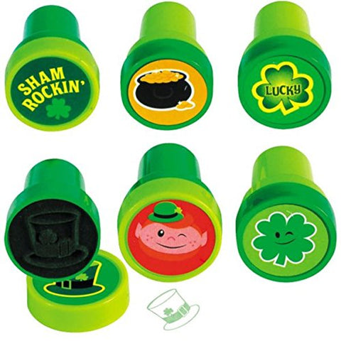 St. Patrick's Day Plastic Stamper Set - 1" x 1.5", Assorted Design Stamps For Crafts, Cards & Party Favors, Pack of 6