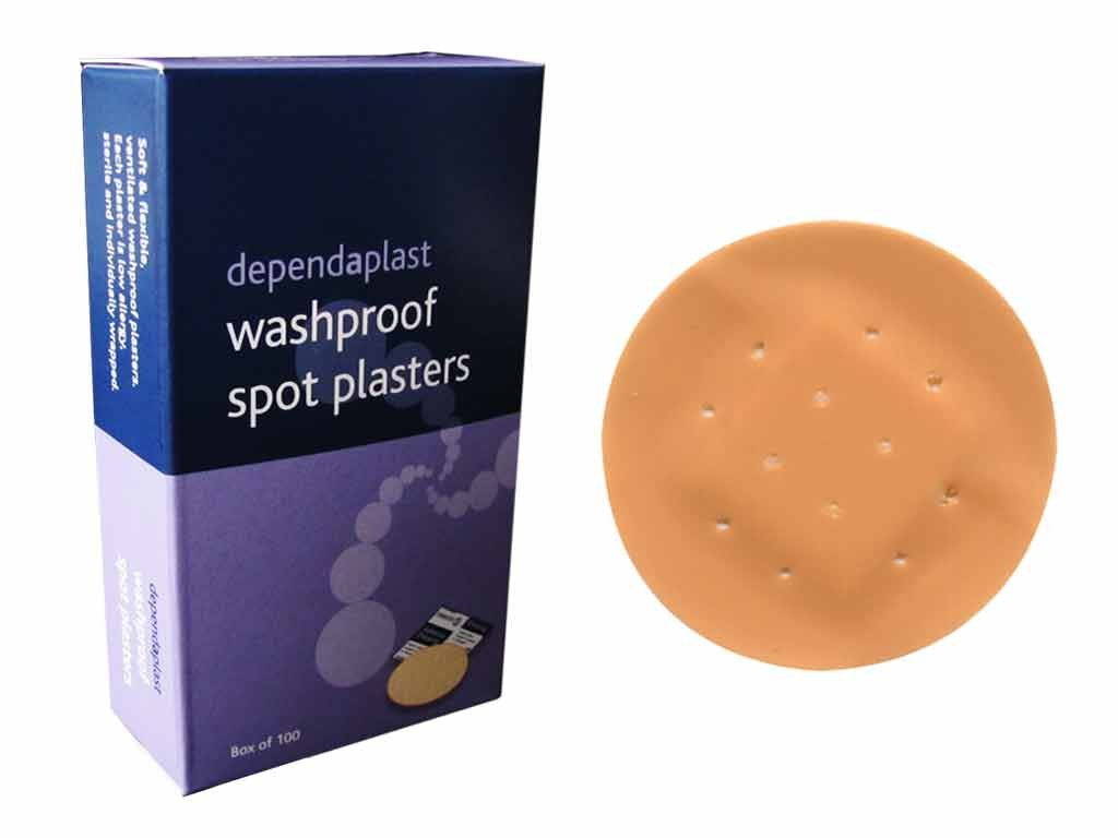 Dependaplast washproof spot plasters - Flexible PU Plastic Film, Secure Adhesive, Breathable, Waterproof - Box of 100