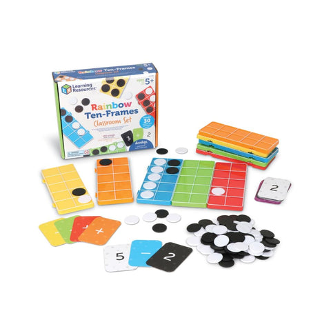 Learning Resources Rainbow Ten-Frames Classroom Set, 140 Pieces - Math Tools for Students Ages 5+, School Supplies and Teacher Resources, Classroom Supplies