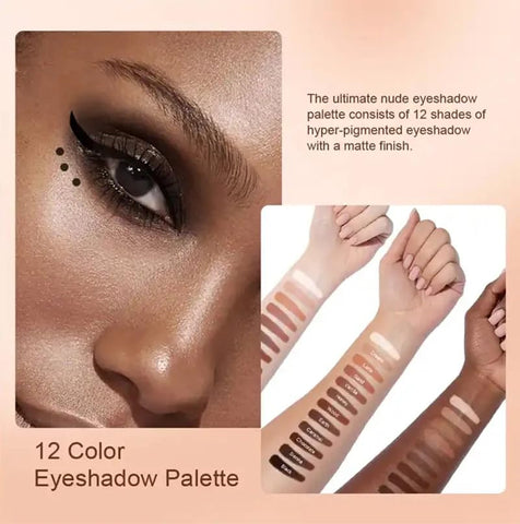 Heela eyeshadow Make up,12 colors Long lasting palette,Waterproof Beauty Eyeshadow,Cruelty Free Nude Eyeshadow palette,and Natural