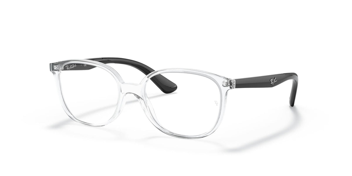 Ray-Ban Junior Kids' RY1598 Square Prescription Eyewear Frames, Transparent/Black/Demo Lens, 47 mm